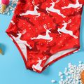 Toddler Girl Christmas Deer Snowflake Print Strap One-pieces Swimsuits Red
