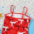 Toddler Girl Christmas Deer Snowflake Print Strap One-pieces Swimsuits Red