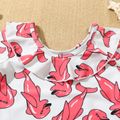 Toddler Girl Dolphin Print Flounce Short-sleeve Onepiece Swimsuit Red