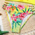 2pcs Kid Girl Ruffled Camisole Top and Floral Print Briefs Swimsuit Set Wheat