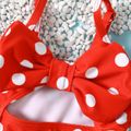 Baby Girl Allover Polka Dot Print Cut Out One-Piece Swimsuit Red image 4