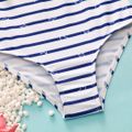 2pcs Toddler Girl Sweet Stripe Flounce Sleeveless Onepiece Swimsuit and Cap Set BLUE WHITE image 4