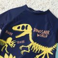 2pcs Kid Boy Dinosaur Print Top and Trunks Swimsuit Color block image 3