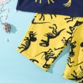 2pcs Kid Boy Dinosaur Print Top and Trunks Swimsuit Color block image 4
