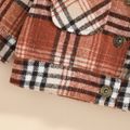 Baby Brown Plaid Lapel Long-sleeve Coat Outwear Brown