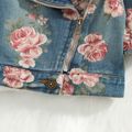 100% Cotton Baby All Over Floral Print Lapel Long-sleeve Zip Denim Jacket Bluish Grey image 5