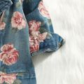 100% Cotton Baby All Over Floral Print Lapel Long-sleeve Zip Denim Jacket Bluish Grey image 4