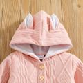 2pcs Baby Solid 3D Rabbit Ears Long-sleeve Hoodie and Trousers Set Pink