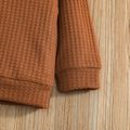 2-piece Baby Boy/Girl Waffle Hoodie Sweatshirt and 100% Cotton Ripped Denim Jeans Set Orange