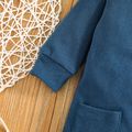 Baby Girl Solid Color Zipper Hooded Long-sleeve Footie Jumpsuit Dark Blue image 5