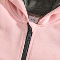 Baby Girl Pink 3D Ears Hooded Long-sleeve Zip Jumpsuit Pink