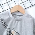 2-piece Toddler Boy Plaid Bag Print Sweatshirt and Pants Set Grey