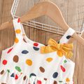 100% Cotton 2pcs Baby Girl Colorful Dots Sleeveless Layered Ruffle Top and Solid Shorts Set Yellow