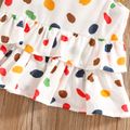 100% Cotton 2pcs Baby Girl Colorful Dots Sleeveless Layered Ruffle Top and Solid Shorts Set Yellow