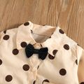 100% Cotton 2pcs Baby Boy Polka Dots Long-sleeve Bow Tie Jumpsuit and Gentleman Waistcoat Set Black