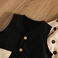100% Cotton 2pcs Baby Boy Polka Dots Long-sleeve Bow Tie Jumpsuit and Gentleman Waistcoat Set Black