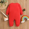 Mother's Day Baby Boy Rainbow and Letter Print Red Long-sleeve Jumpsuit Red