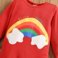 Mother's Day Baby Boy Rainbow and Letter Print Red Long-sleeve Jumpsuit Red