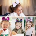 Solid Color Sequined Bowknot Decor Headband for Girls Black