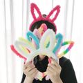 2-pack Pure Color Fuzzy Fleece Bunny Ears Headband Hair Accessories for Girls White