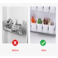 Caixa de armazenamento de classificação de geladeira para prateleira de porta lateral de geladeira conectável caixas organizadoras de geladeira com design de fivela Branco