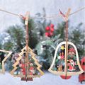 4Pcs Christmas Wooden Hollow Pendant Snowflake Bell Stars Pendant Xmas Tree Decoration Color-A image 4