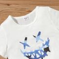2pcs Kid Boy Emojis Print Short-sleeve Tee and Camouflage Print Shorts Set Dark Blue/white