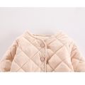 Solid Fleece-lining Long-sleeve Baby Coat Beige