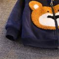 2-piece Toddler Boy Bear Embroidery Ear Decor Fluffy Jacket and Pants Casual Set Dark Blue image 5
