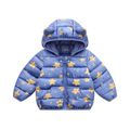 Toddler Boy Dinosaur Print Zipper Hooded Coat Deep Blue