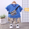 2pcs Toddler Boy Trendy Camouflage Print Pocket Design Tee and Shorts Set Blue
