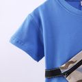 2pcs Toddler Boy Trendy Camouflage Print Pocket Design Tee and Shorts Set Blue