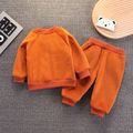 2pcs Baby Boy/Girl Lion Design Thickened Thermal Lined Velvet Long-sleeve Zipper Coat and Sweatpants Set Brown image 2