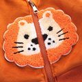 2pcs Baby Boy/Girl Lion Design Thickened Thermal Lined Velvet Long-sleeve Zipper Coat and Sweatpants Set Brown image 4