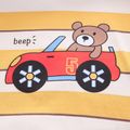 2pcs Toddler Boy Playful Vehicle Print Stripe Hoodie Sweatshirt and Pants Set Color block image 4