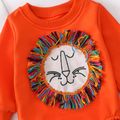Baby Boy/Girl Cartoon Lion Design Orange Long-sleeve Romper Orange