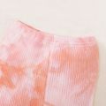 Ribbed 3pcs Tie Dyed Ruffle Decor Long-sleeve Baby Set Orange