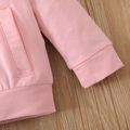 Solid Ruffle Decor Hooded Long-sleeve Baby Coat Jacket Pink