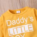 2pcs Baby Letter Print Long-sleeve Cotton Pullover and Pants Set Yellow image 4