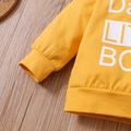 2pcs Baby Letter Print Long-sleeve Cotton Pullover and Pants Set Yellow