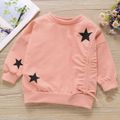 Toddler Girl Stars Print Bowknot Design Casual Pink Pullover Sweatshirt Pink