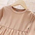 Toddler Girl Long-sleeve Bell sleeves Solid High Low Dress Khaki