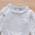 Toddler Girl Ruffled Polka dots Mesh Design Pullover Sweatshirt Grey image 3