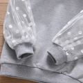 Toddler Girl Ruffled Polka dots Mesh Design Pullover Sweatshirt Grey image 4