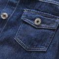 Toddler Boy Lapel Collar Button Design Black Denim Jacket Royal Blue
