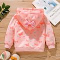 Toddler Girl Butterfly Print Bowknot Design Zipper Hooded Jacket Sweatshirt Pink