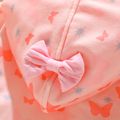 Toddler Girl Butterfly Print Bowknot Design Zipper Hooded Jacket Sweatshirt Pink