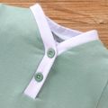 Baby Boy/Girl Solid Button Up V Neck Short-sleeve Romper GrayGreen