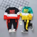 2-piece Toddler Boy Letter Print Colorblock Sweatshirt and Pants Set Red