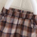 2pcs Toddler Boy Gentleman Suit, Faux-two Bow tie Design Tee and Plaid Shorts Set Brown image 5